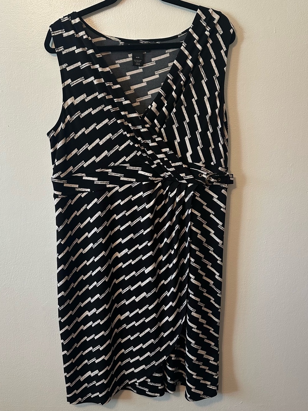 Lane Bryant Knee Length Striped Belted Wrap Dress 14/16 XL